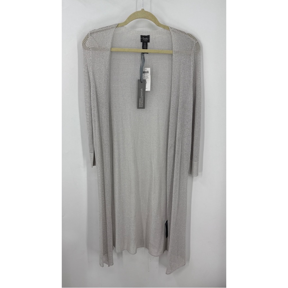 Chico’s traveler collection metallic beige shimmer duster cardigan jacket S NWT